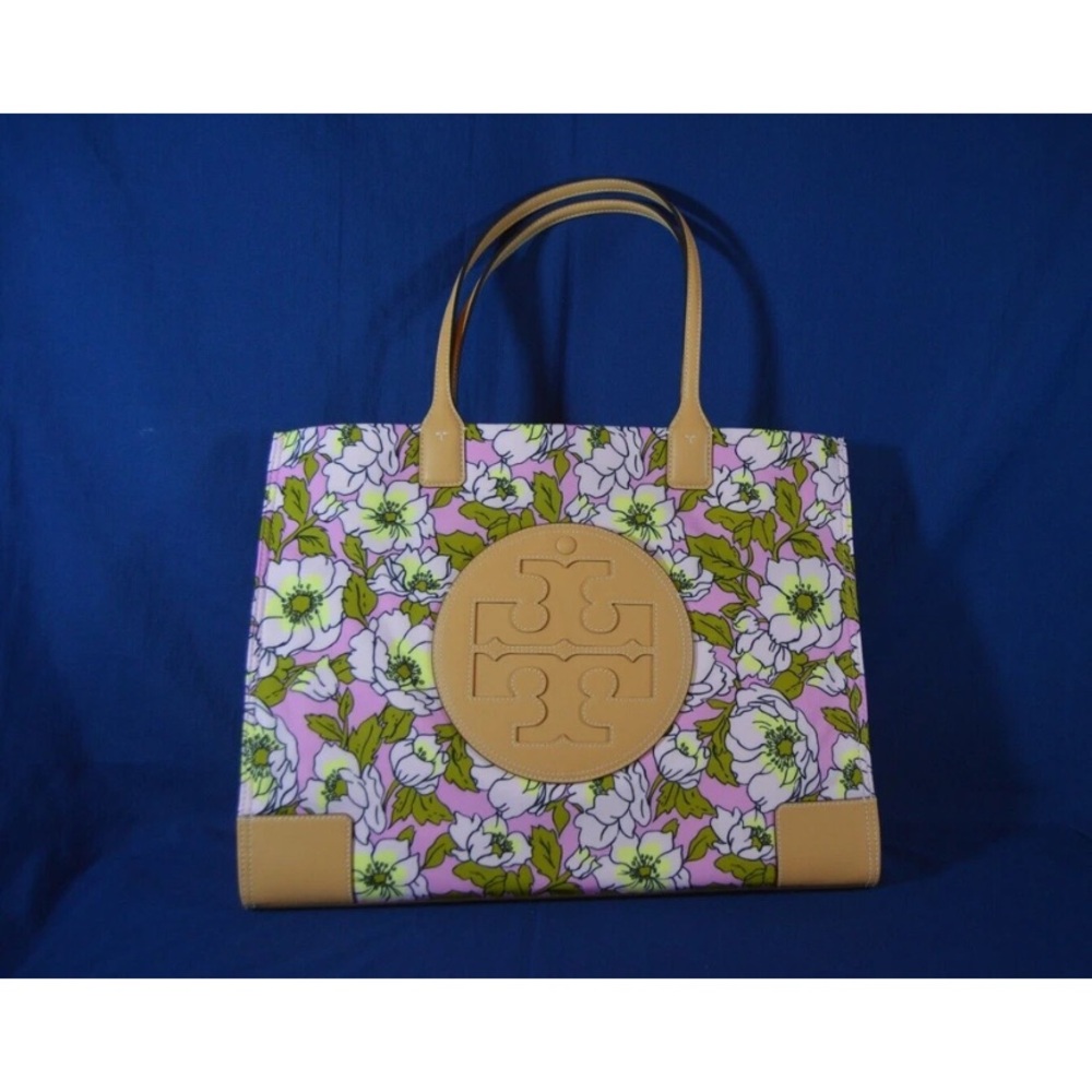 Tory Burch Ella Printed Floral Spring Tote Aster Pink Flower